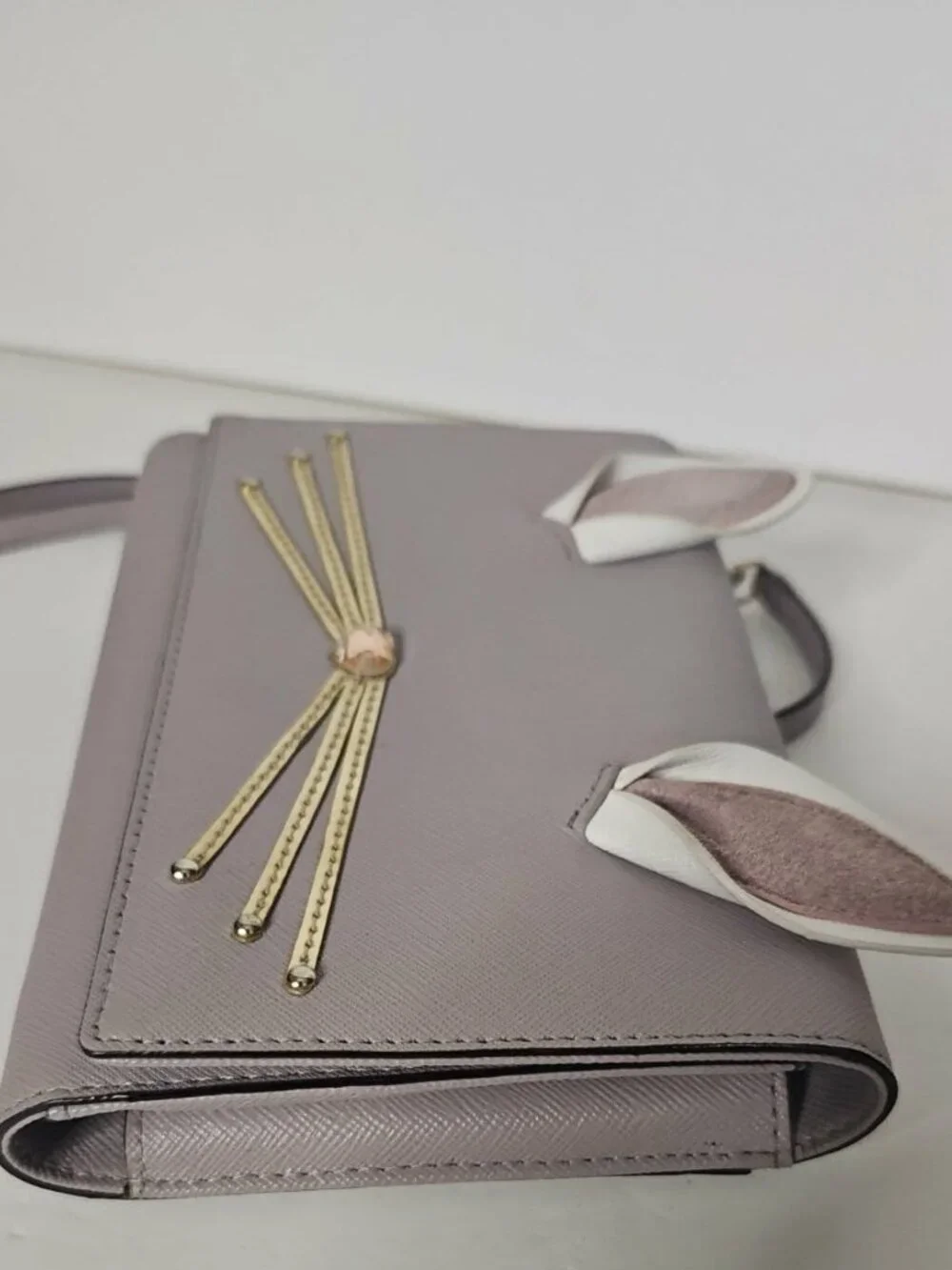 Kate Spade Hop To It Rabbit Winni Crossbody Clutch Grey Leather Bunny